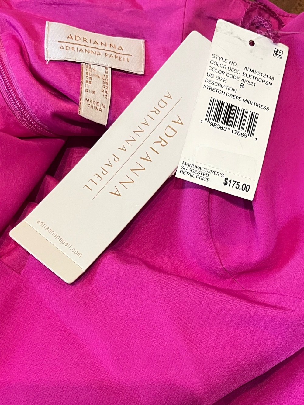 NWT Adrianna Papell Magenta stretch crepe sheath dress size 8 - Picture 3 of 7